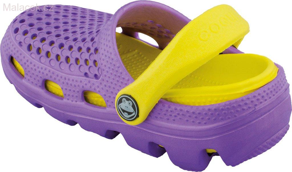 Plážovky, nazouváky, SANDÁLY COQUI BUGY FIALOVÉ/ŽLUTÉ 6101