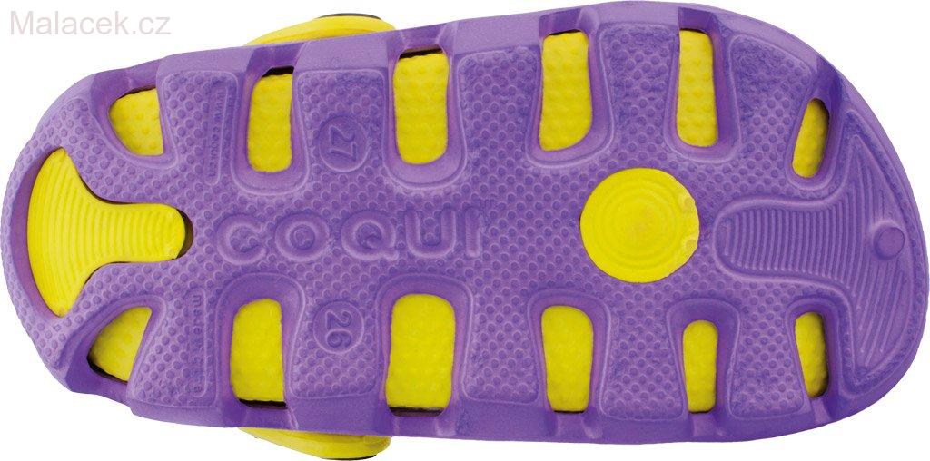 Plážovky, nazouváky, SANDÁLY COQUI BUGY FIALOVÉ/ŽLUTÉ 6101