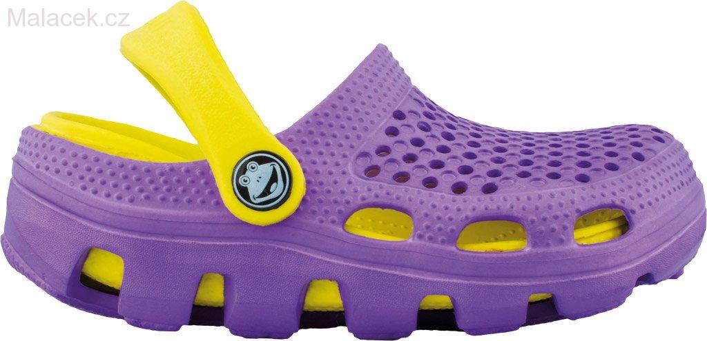 Plážovky, nazouváky, SANDÁLY COQUI BUGY FIALOVÉ/ŽLUTÉ 6101