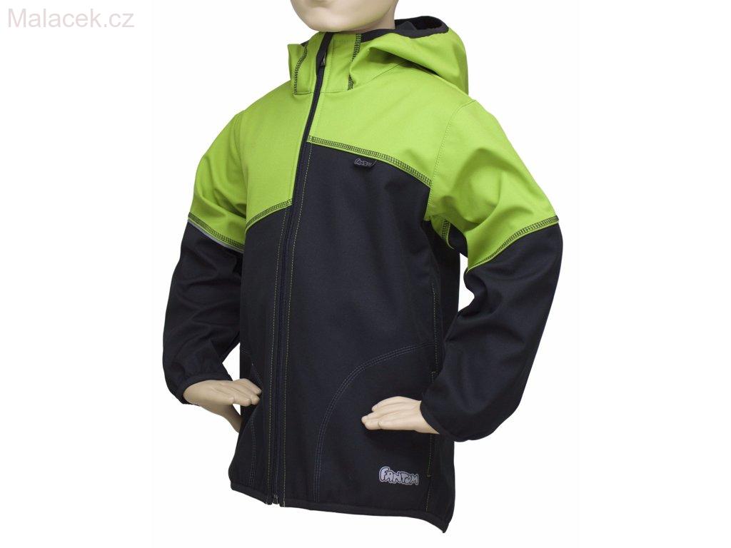Fantom Dětská bunda Fantom SOFTSHELL dvoubarevná černo - limetková