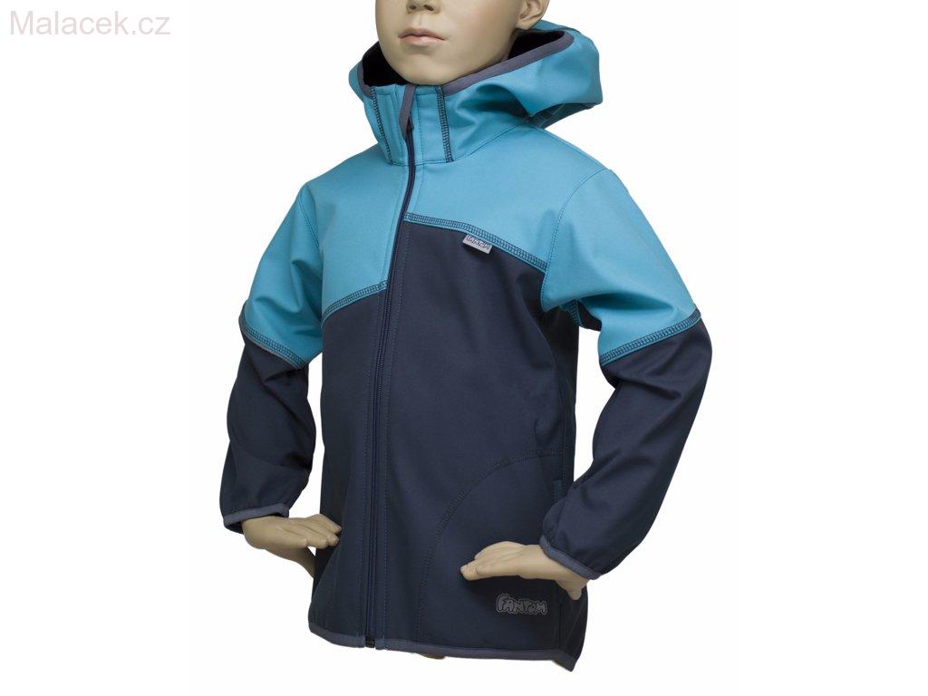 Fantom Dětská bunda Fantom SOFTSHELL dvoubarevná šedo-tyrkysová