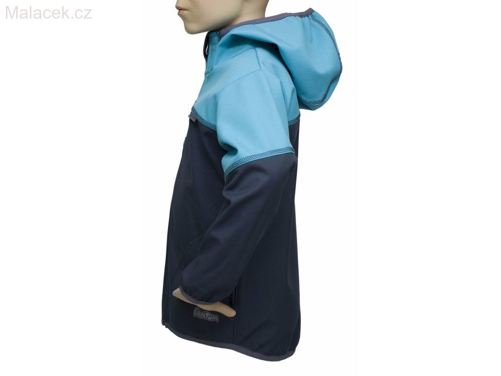 Fantom Dětská bunda Fantom SOFTSHELL dvoubarevná šedo-tyrkysová
