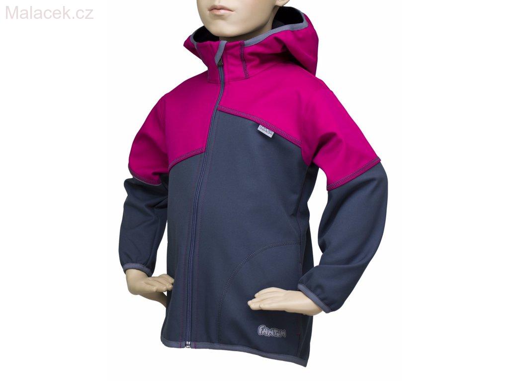 Fantom Dětská bunda Fantom SOFTSHELL dvoubarevná šedo-růžová