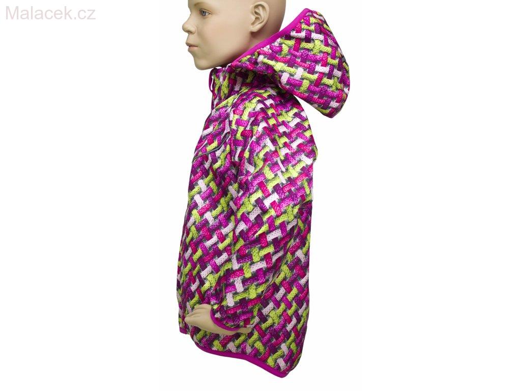 Dětská bunda Fantom SOFTSHELL s potiskem růžovo-zelené copánky