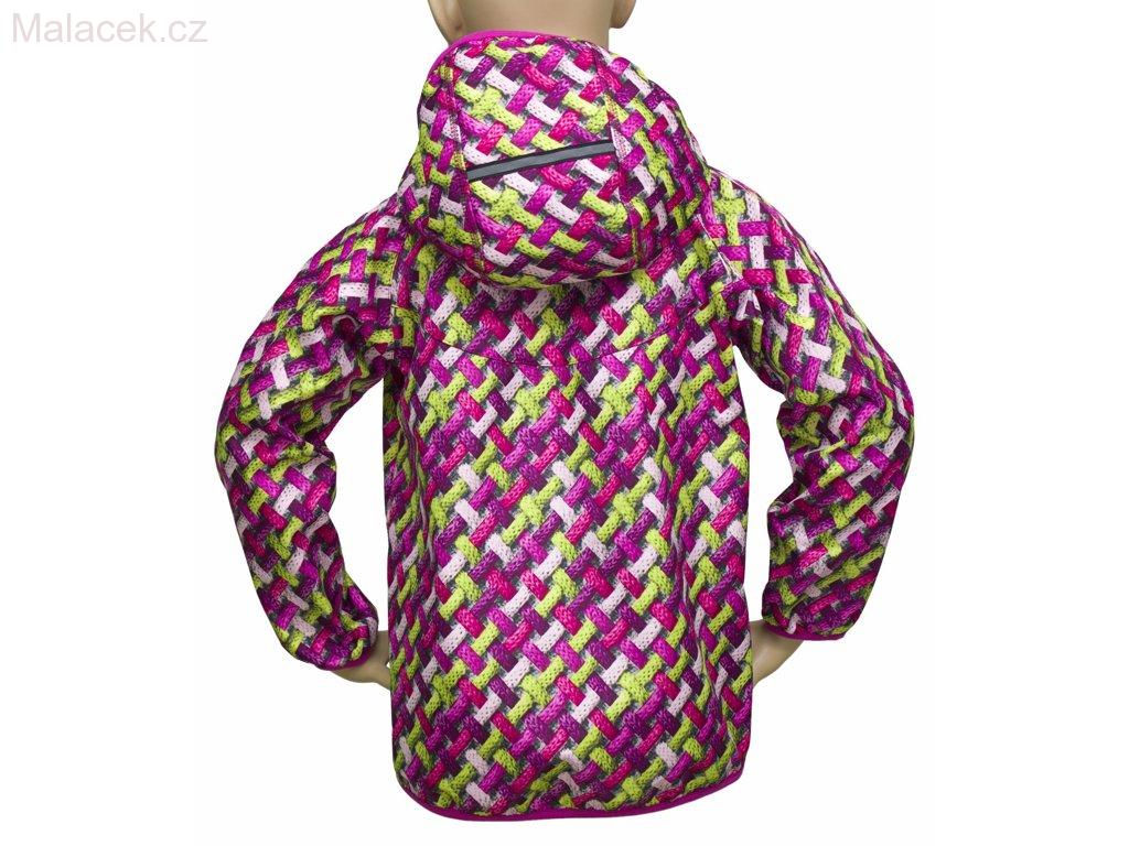 Dětská bunda Fantom SOFTSHELL s potiskem růžovo-zelené copánky