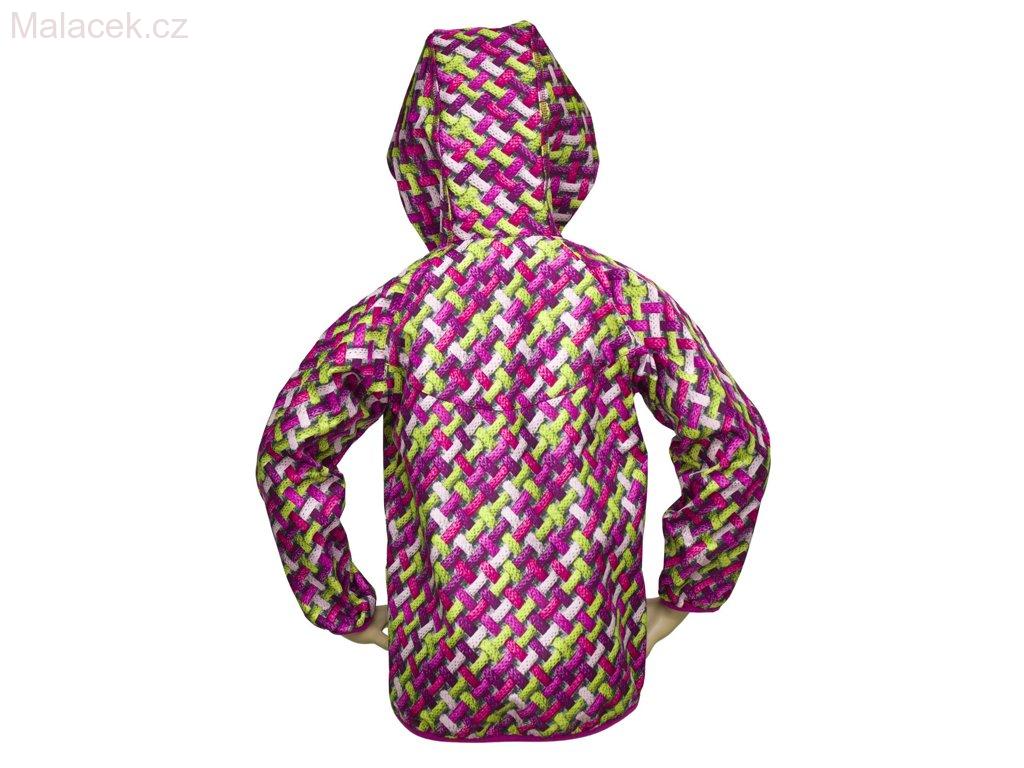 Dětská bunda Fantom SOFTSHELL s potiskem růžovo-zelené copánky