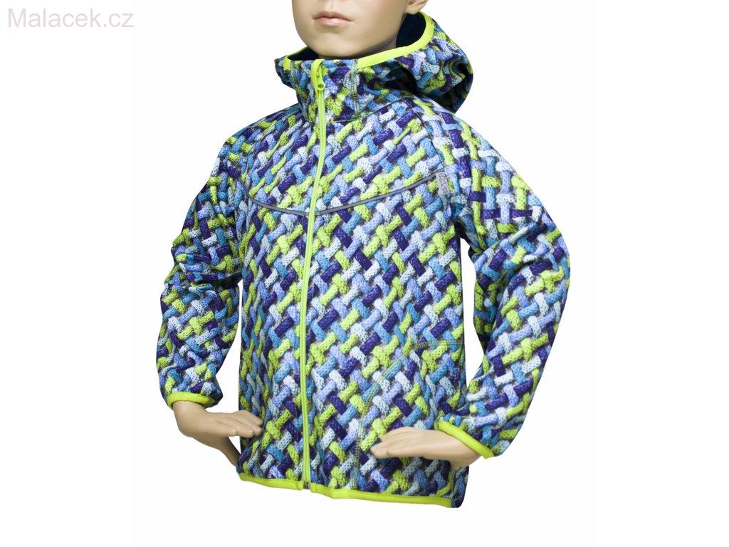 Dětská bunda Fantom SOFTSHELL s potiskem modro-zelené copánky