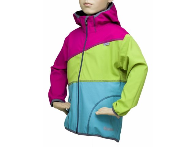 Fantom Dětská softshellová bunda trojbarevná světle tyrkysovo-limetkovo-růžová