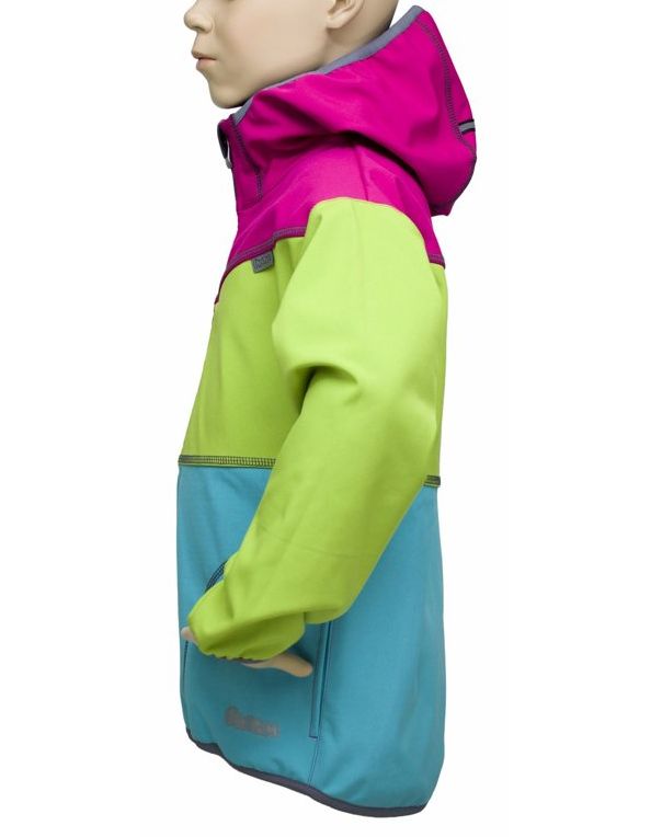 Fantom Dětská softshellová bunda trojbarevná světle tyrkysovo-limetkovo-růžová
