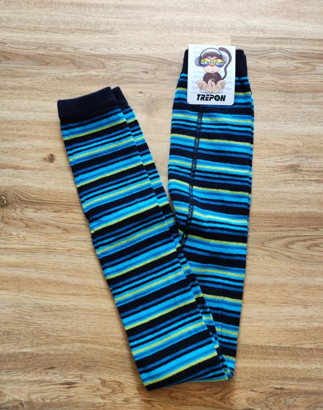 Legíny TREPON Adélka, černo-zelený proužek