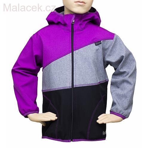 Fantom Dětská bunda SOFTSHELL trojbarevná fialová orchidej-šedo-černá