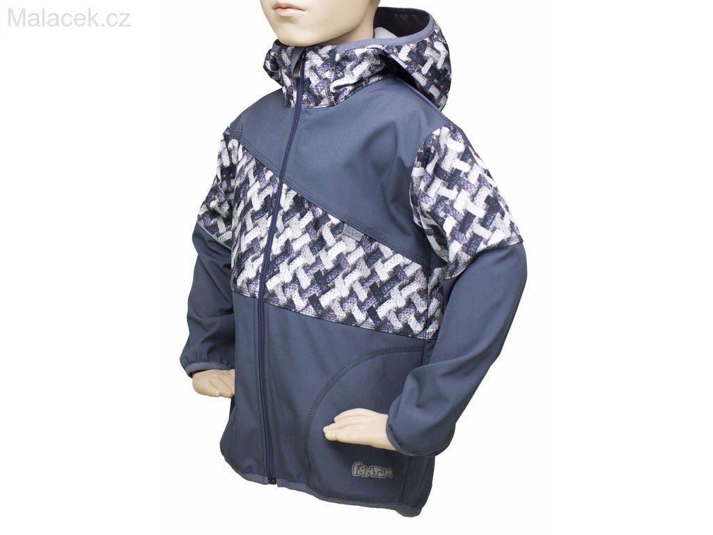 Dětská bunda Fantom SOFTSHELL kombinovaná - šedá + šedé copánky
