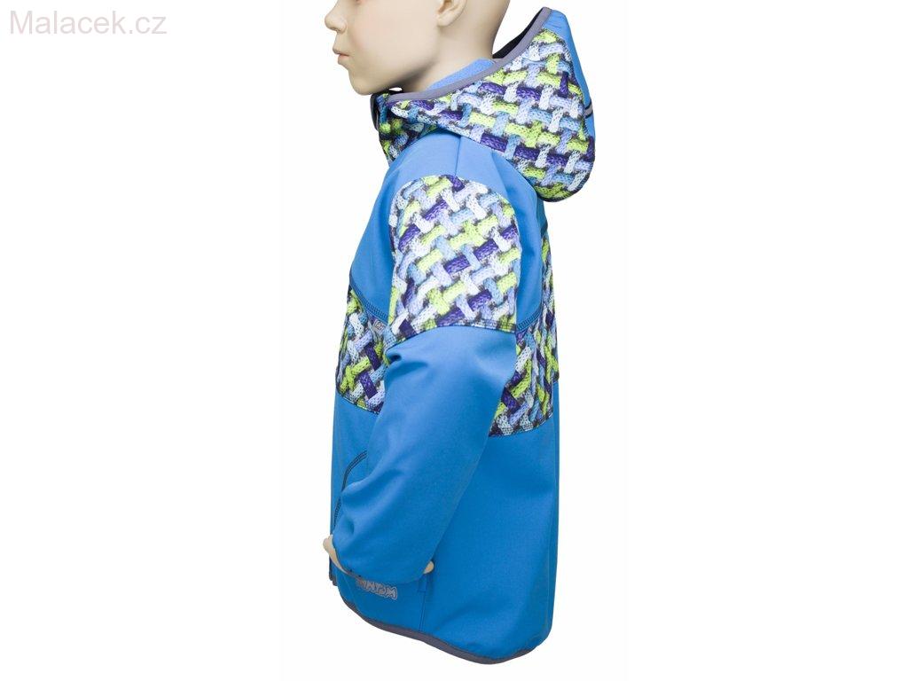 Dětská bunda Fantom SOFTSHELL kombinovaná - modrá + modro-zelené copánky