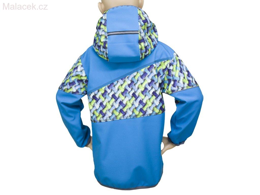 Dětská bunda Fantom SOFTSHELL kombinovaná - modrá + modro-zelené copánky