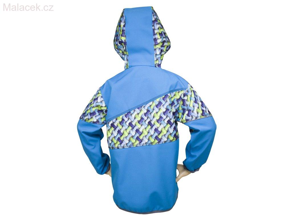 Dětská bunda Fantom SOFTSHELL kombinovaná - modrá + modro-zelené copánky