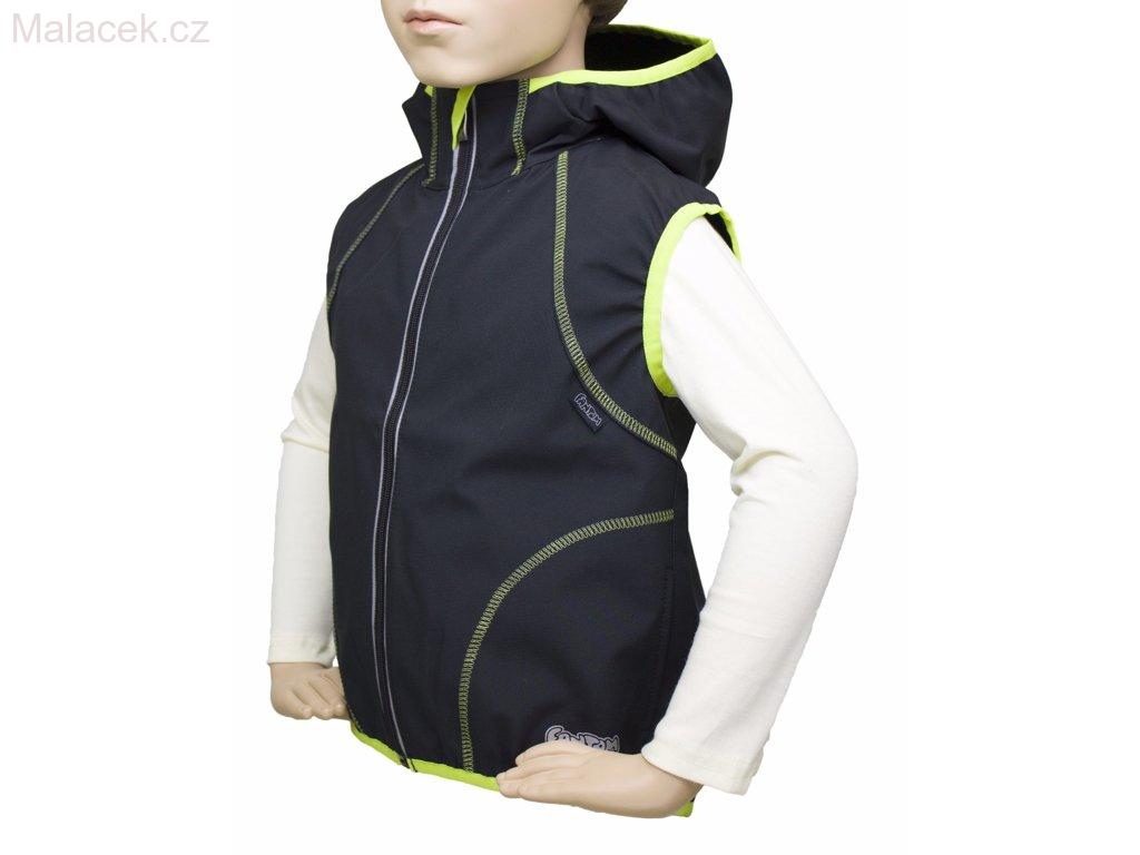 Fantom Dětská softshellová outdoorová vesta s kapucí, černá