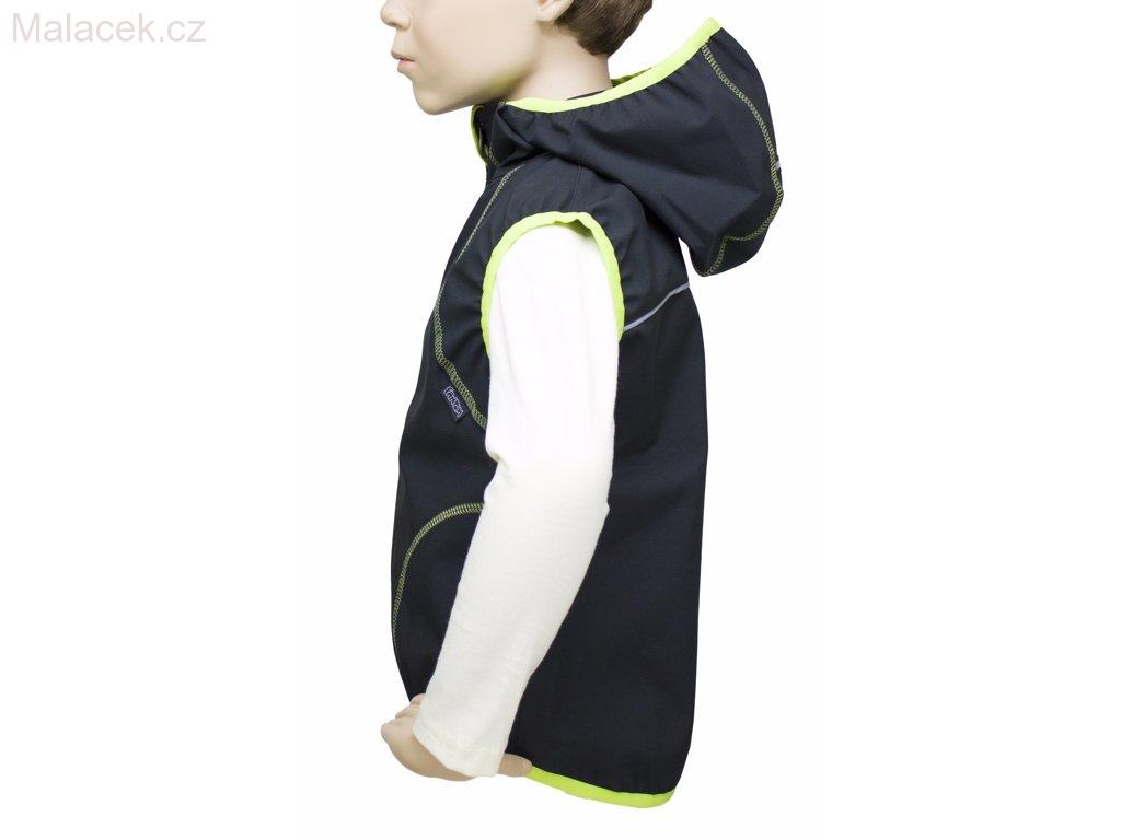 Fantom Dětská softshellová outdoorová vesta s kapucí, černá