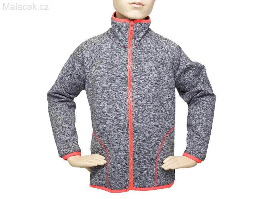 Dětská mikina Fantom šedý melír - růžová lemovka