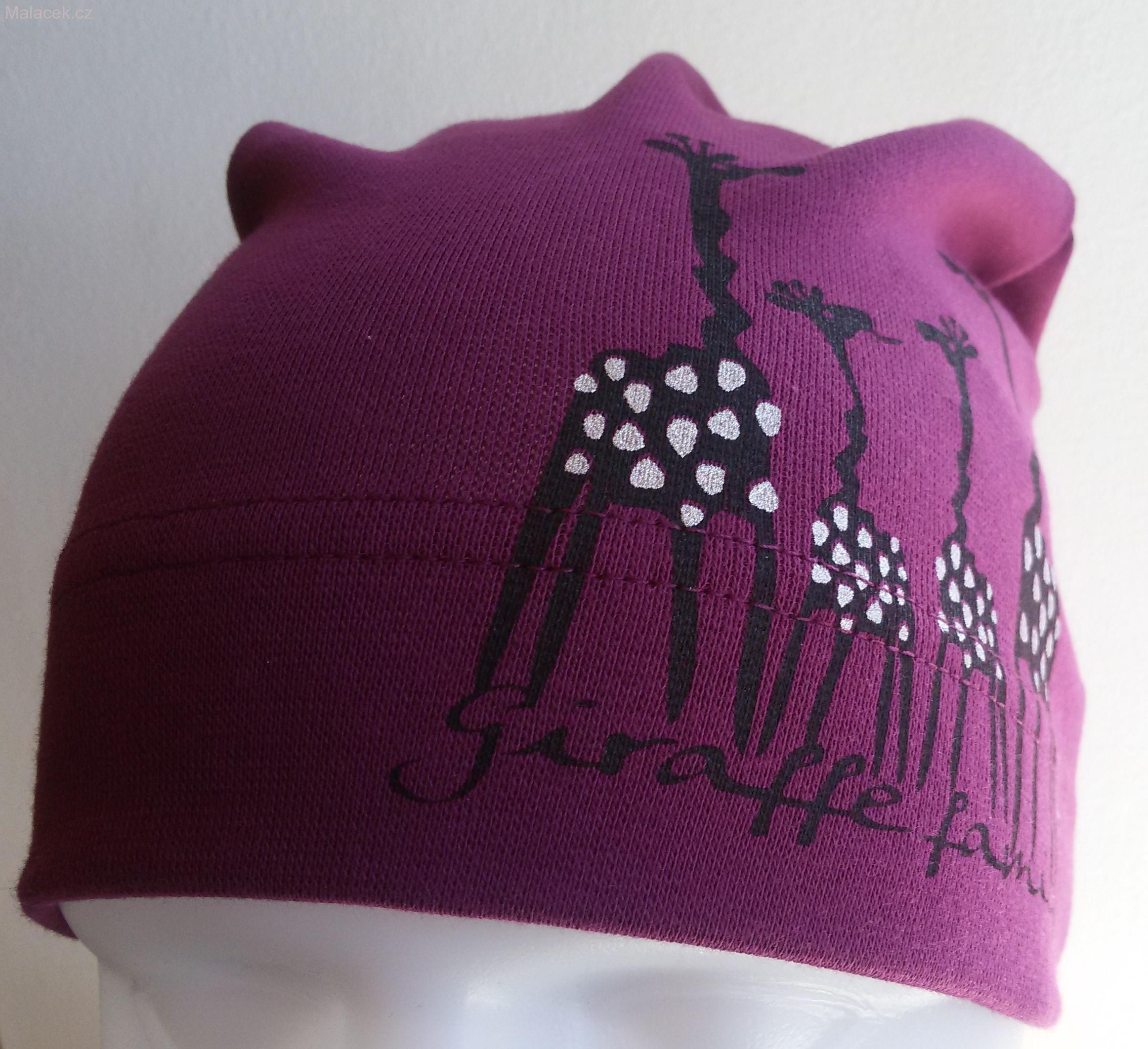 Delší bavlněná čepice RDX Žirafy, fialovo-růžová