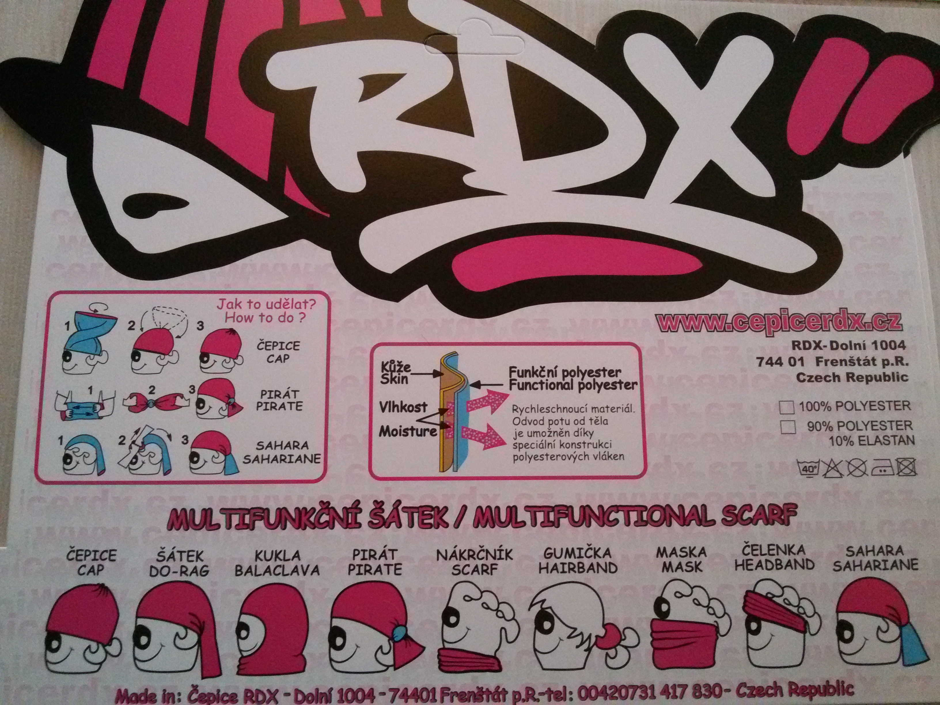 RDX Zimní multifunkční šátek, tuba - Dinosauříci, černá