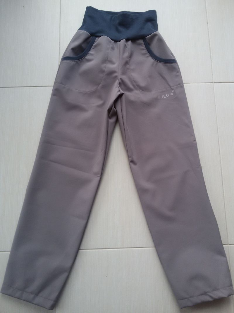 Unuo dětské letní softshellové kalhoty s membránou šedobéžové VEL. 128-134