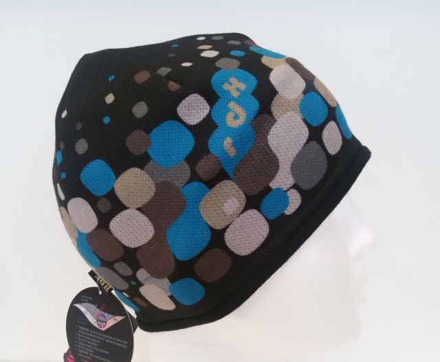 Zimní čepice RDX potisk petrolejové ČTVEREČKY, podšívka MERINO