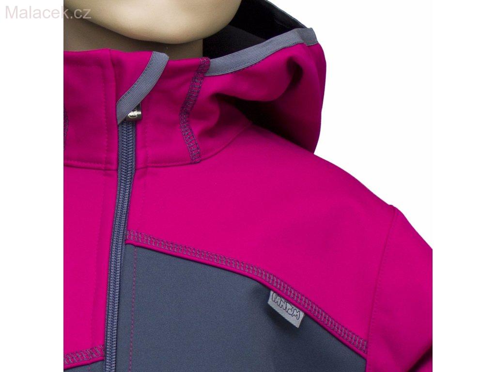 Fantom Dětská bunda Fantom SOFTSHELL dvoubarevná šedo-růžová