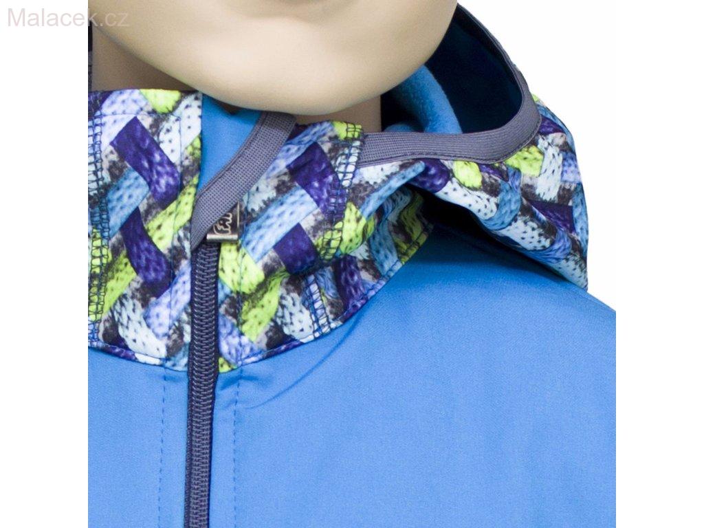 Dětská bunda Fantom SOFTSHELL kombinovaná - modrá + modro-zelené copánky