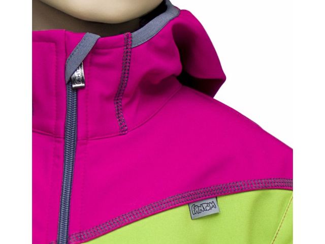 Fantom Dětská softshellová bunda trojbarevná světle tyrkysovo-limetkovo-růžová