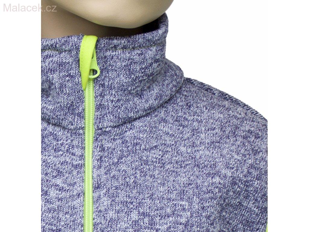 Fantom Vesta svetrovinový úplet šedý melír zeleno-žlutá lemovka