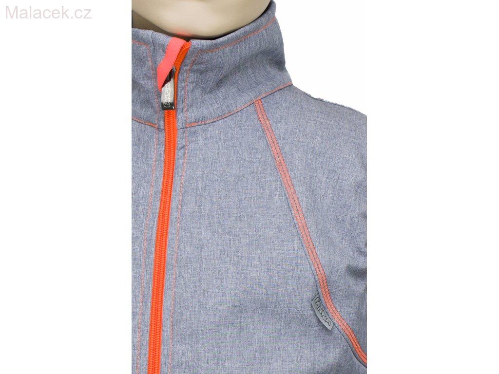 Dětská vesta softshell - šedý melír, signální oranžové lemovky