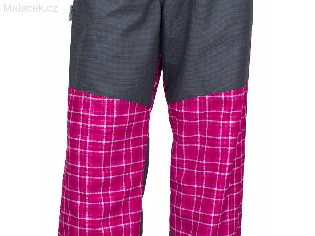 Kalhoty se zátěrem a podšívkou, šedá - růžová kostka