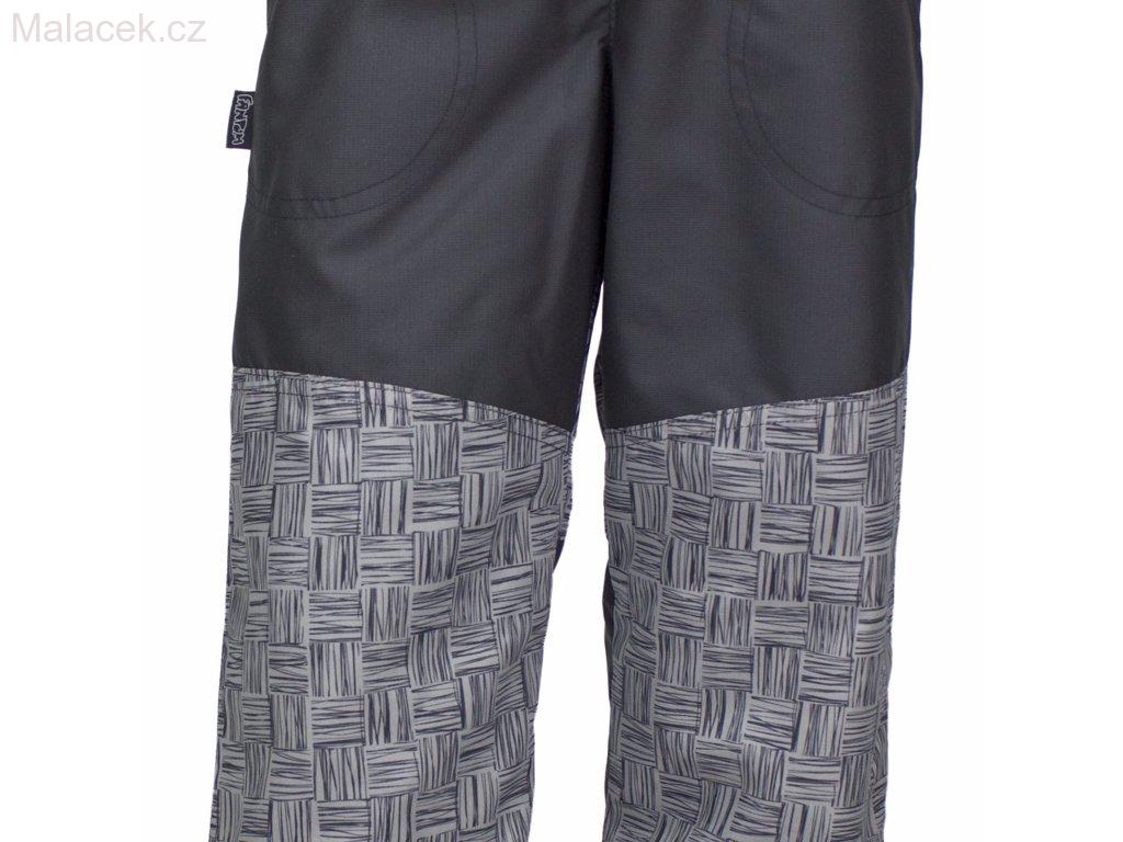 Fantom Kalhoty s kostkou se zátěrem a podšívkou černé-šedohnědá kostka