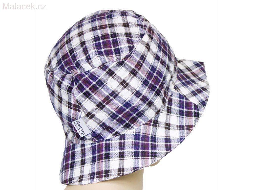 Dětský klobouk Fantom, fialovo-modro-bílo-hnědá kostka VEL. 54
