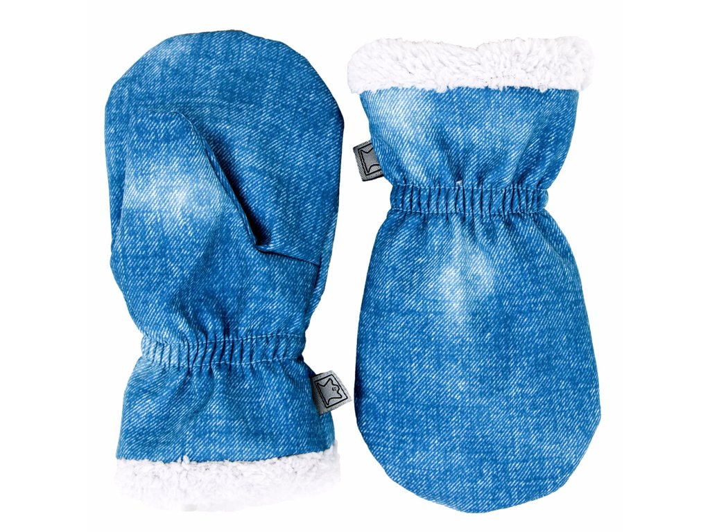 Dětské rukavice Fantom SOFTSHELL s kožíškem, jeans tyrkysové