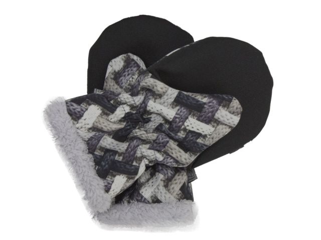 Dětské rukavice SOFTSHELL s kožíškem a cordurou - šedé copánky