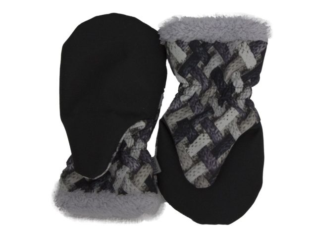 Dětské rukavice SOFTSHELL s kožíškem a cordurou - šedé copánky