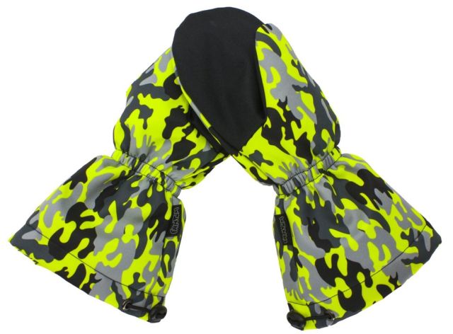 Dětské SNĚHOVÉ rukavice Fantom SOFTSHELL 30/15, signálně zeleno-žlutý maskáč