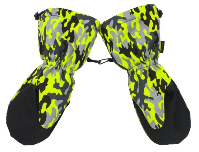 Dětské SNĚHOVÉ rukavice Fantom SOFTSHELL 30/15, signálně zeleno-žlutý maskáč