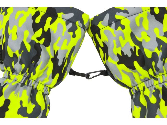 Dětské SNĚHOVÉ rukavice Fantom SOFTSHELL 30/15, signálně zeleno-žlutý maskáč
