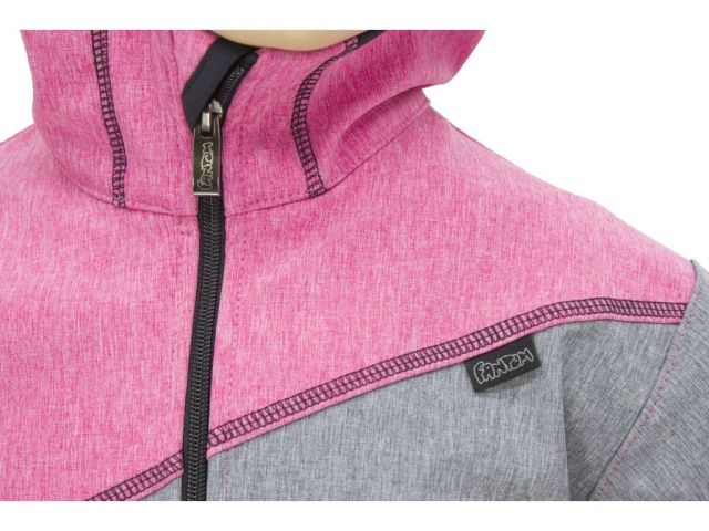 Dětská bunda Fantom SOFTSHELL trojbarevná, černá, šedý melír, růžový melír