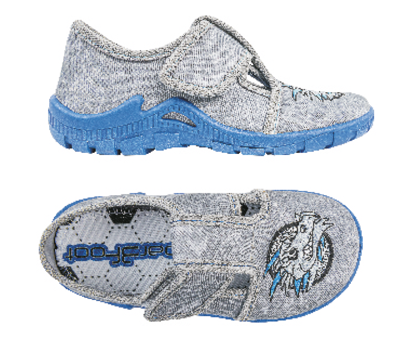 3F Bačkůrky flexibilní 3BT13/1 šedé s drakem - kolekce barefoot