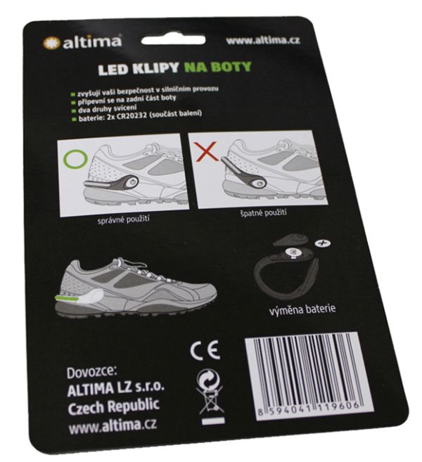Altima LED klipy na boty černé se zeleným světlem