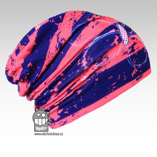 Oboustranná čepice Falco, vzor 15 Dráče, růžovo-modrá, pruhy