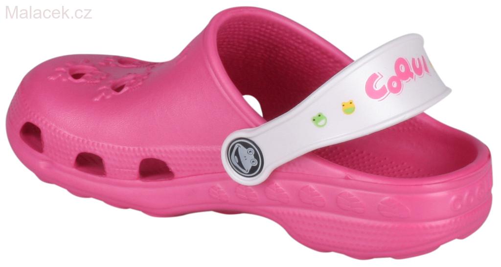 Plážovky, nazouváky, SANDÁLY COQUI LITTLE FROG RŮŽOVÁ/BÍLÁ