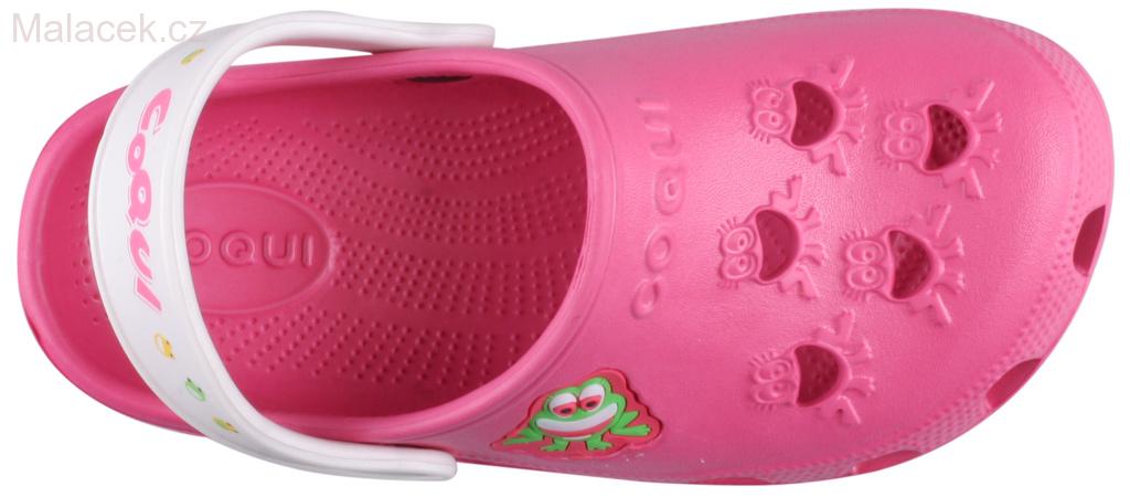 Plážovky, nazouváky, SANDÁLY COQUI LITTLE FROG RŮŽOVÁ/BÍLÁ