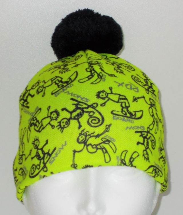 Zimní pletená čepice RDX s fleecovou podšívkou, Lyžaři, neon zelená