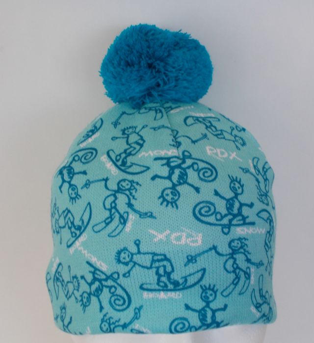 Zimní pletená čepice RDX s fleecovou podšívkou, Lyžaři, světlý tyrkys