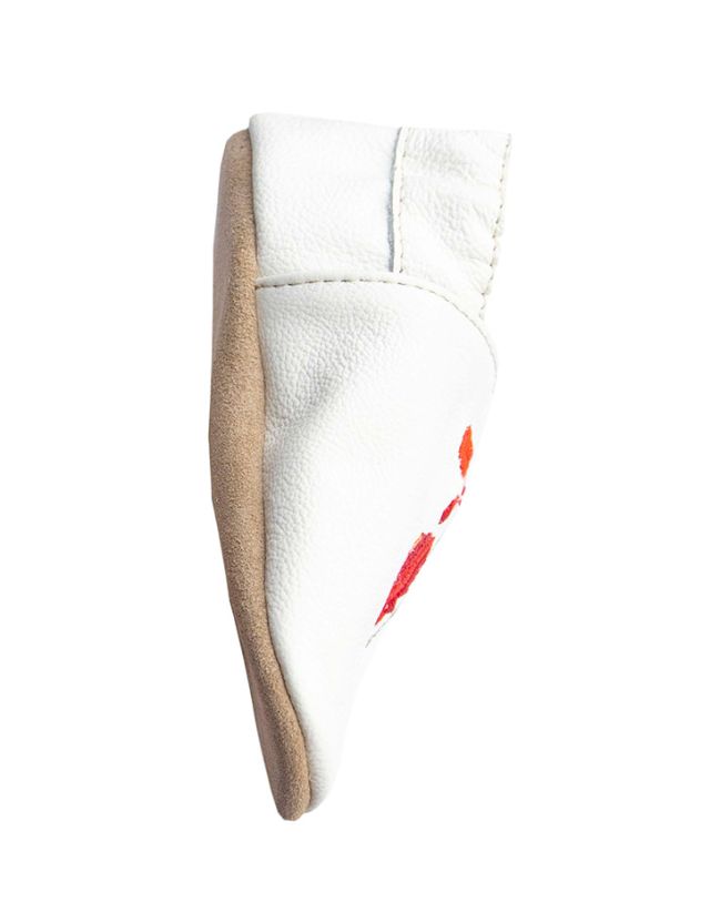 baBice Kožené capáčky barefoot s výšivkou, vlčí máky