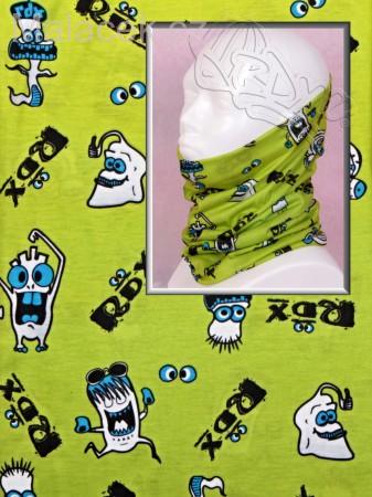 Funkční zimní nákrčník, tuba - Monstra, neonově zeleno-žlutá